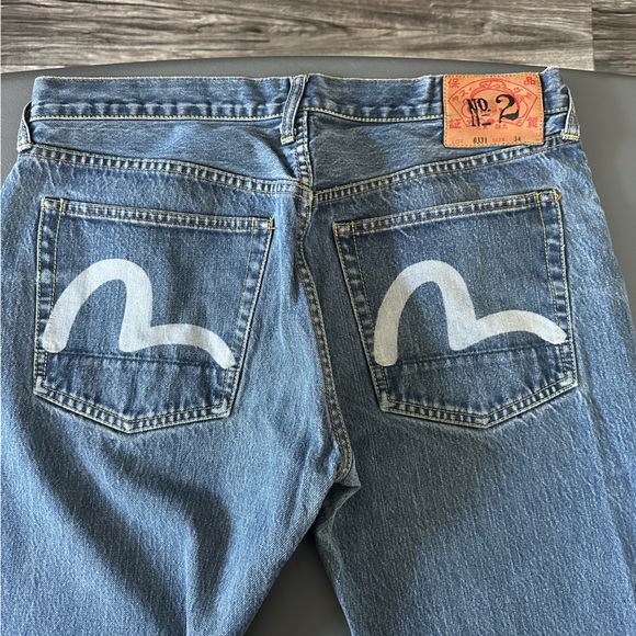 Evisu Jeans - Classic Light Wash - White Daicock Logo - Picture 1 of 4